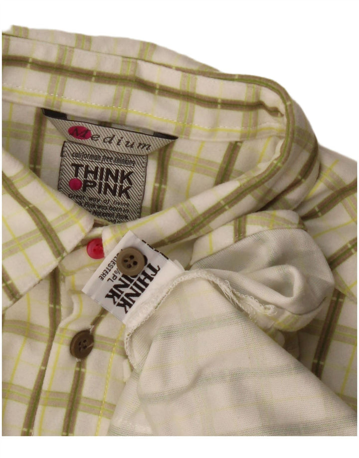 Camisa Think Pink Boys 11-12 Anos Médio Off White Poliéster Xadrez