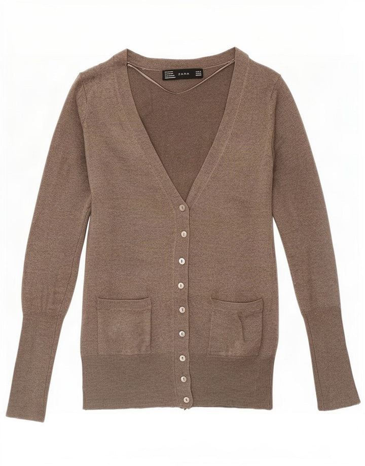 Suéter cardigã feminino Zara Reino Unido 10 pequeno rayon cinza