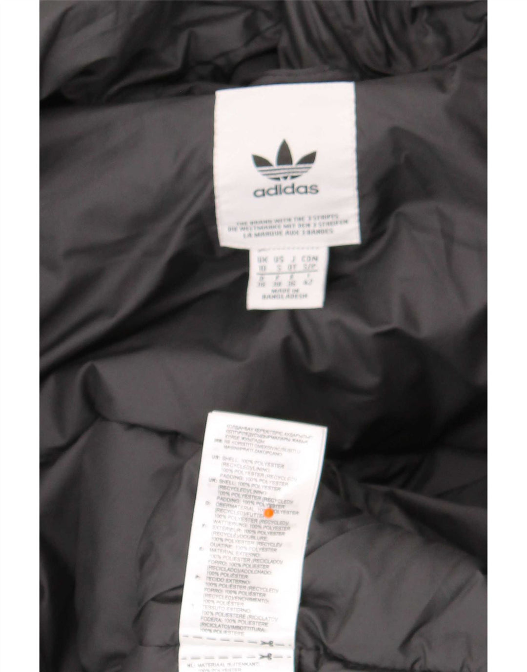 Casaco acolchoado com capuz feminino Adidas UK 10 pequeno poliéster preto