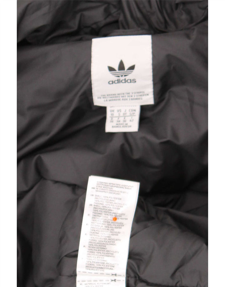 Casaco acolchoado com capuz feminino Adidas UK 10 pequeno poliéster preto