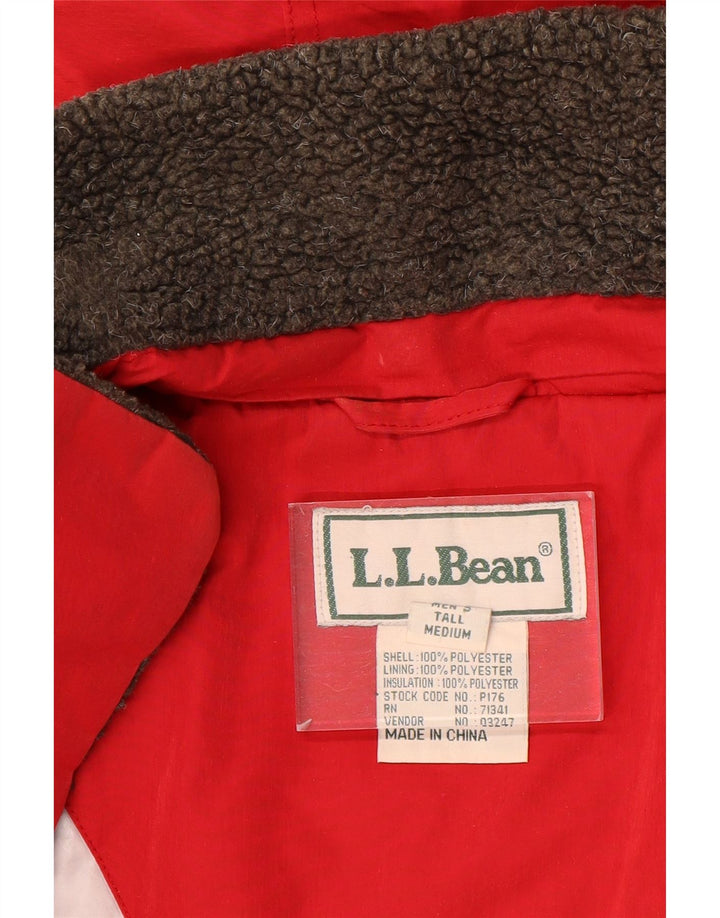 Jaqueta de esqui masculina alta com capuz L.L.Bean UK 38 poliéster vermelho médio