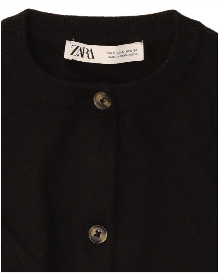 Zara Suéter Cardigan Crop Feminino Reino Unido 10 Pequeno Preto