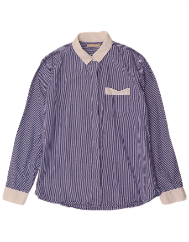 Camisa feminina STEFANEL IT 42 risca de giz azul médio
