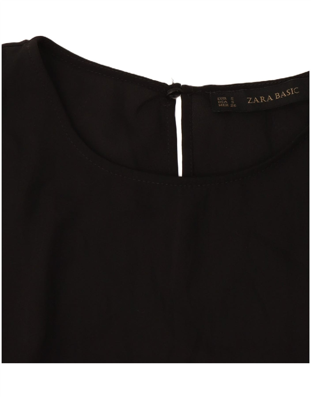 Zara blusa feminina manga 3/4 top UK 10 pequena preta
