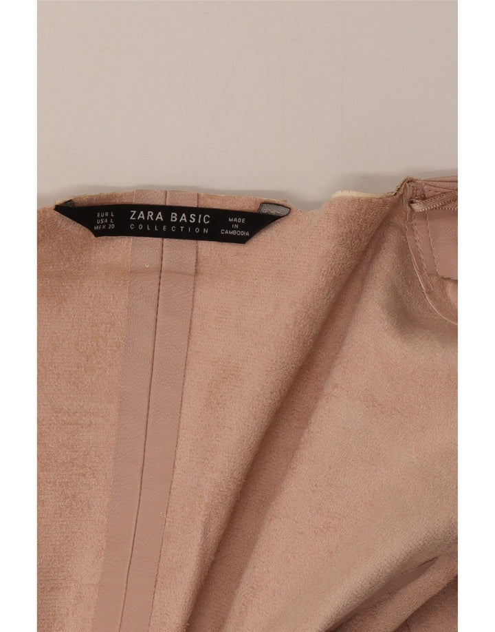 Jaqueta blazer feminina de couro sintético Zara Reino Unido 14 rosa médio