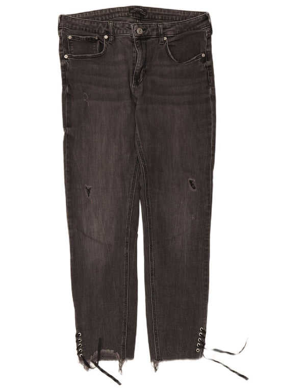 Zara Jeans femininos desgastados slim EU 44 XL W34 L27 cinza