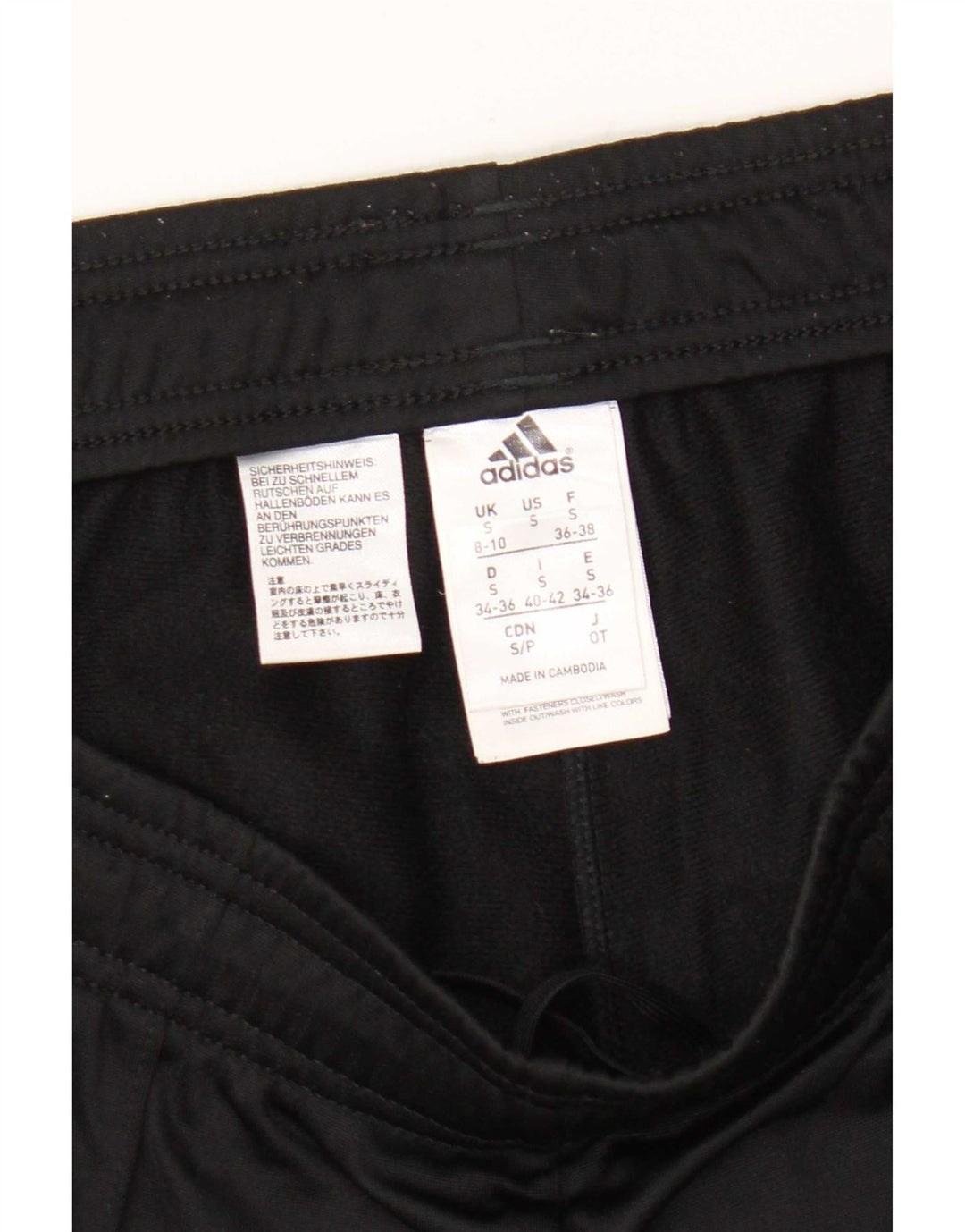 Calça de treino feminina Adidas UK 8/10 pequena poliéster preta