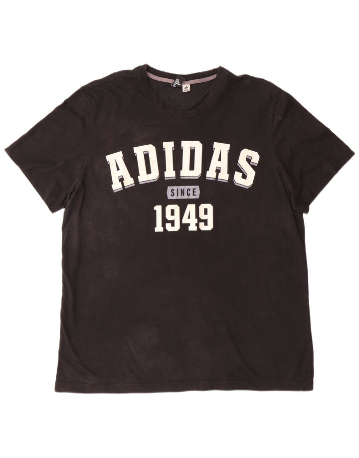 ADIDAS Mens Graphic T-Shirt Top 2XL Algodão Preto