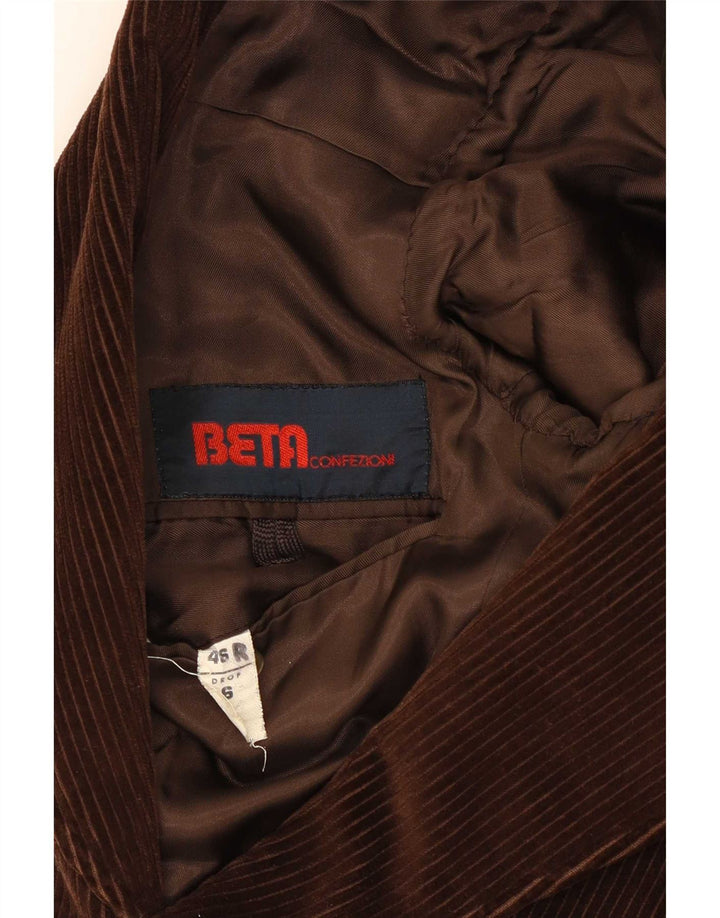 Jaqueta Blazer Beta Masculina de Veludo com 2 Botões IT 46 Pequena Marrom