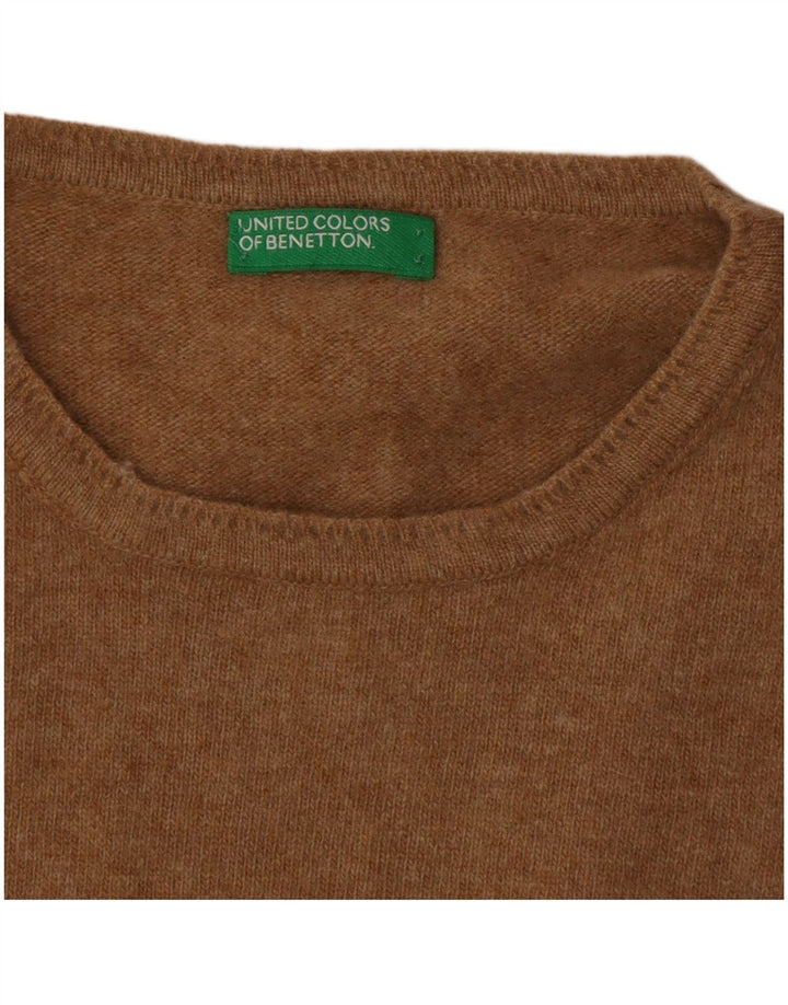 Suéter masculino Benetton com gola redonda, marrom médio