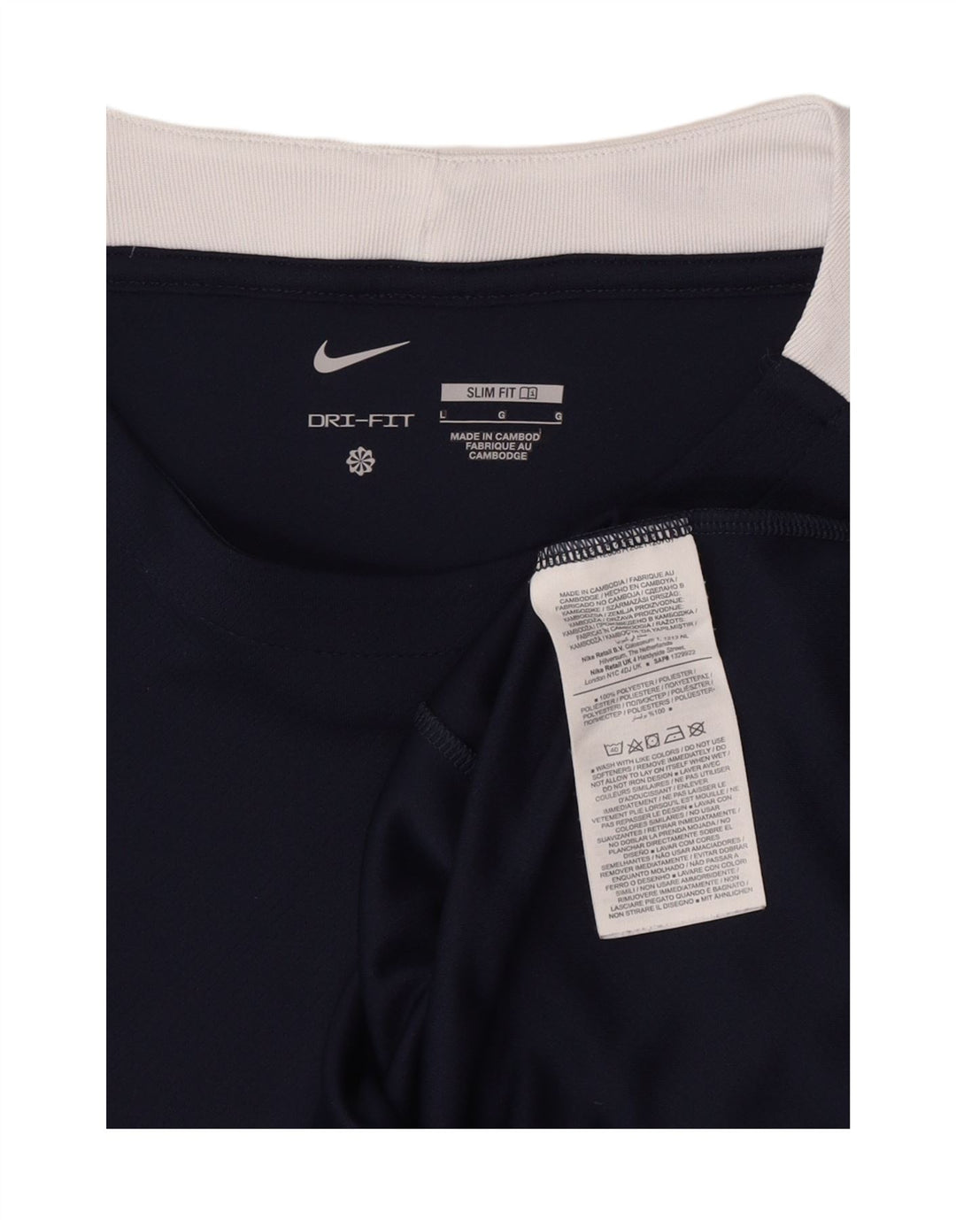 Camiseta Nike Masculina Dri Fit Slim Top Grande Azul Marinho Colourblock Poliéster