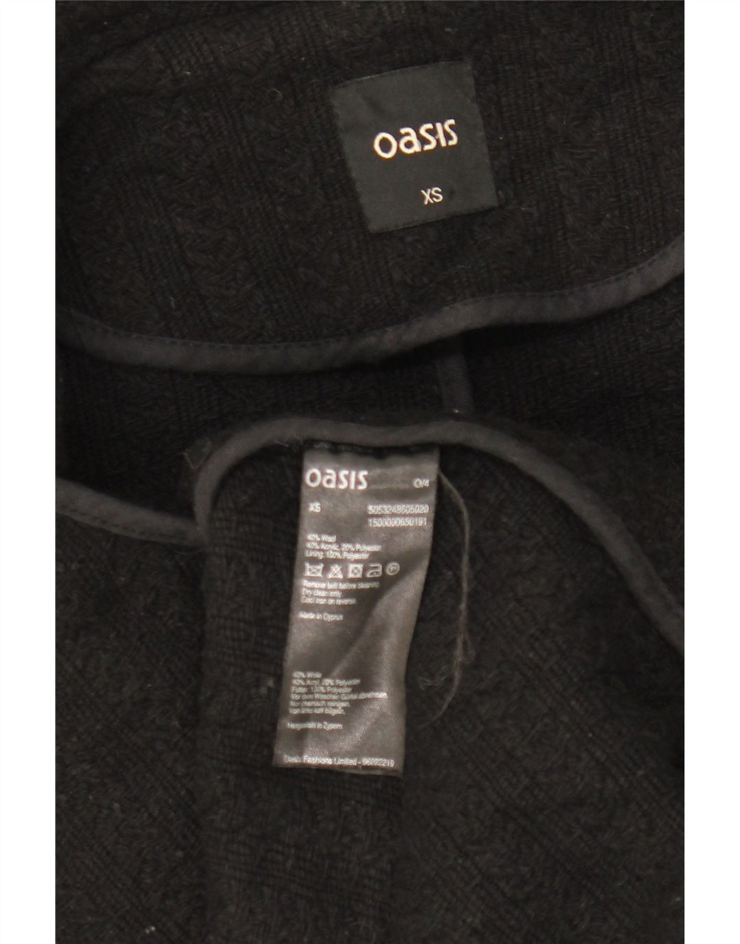Sobretudo feminino Oasis UK 6 XS lã preta