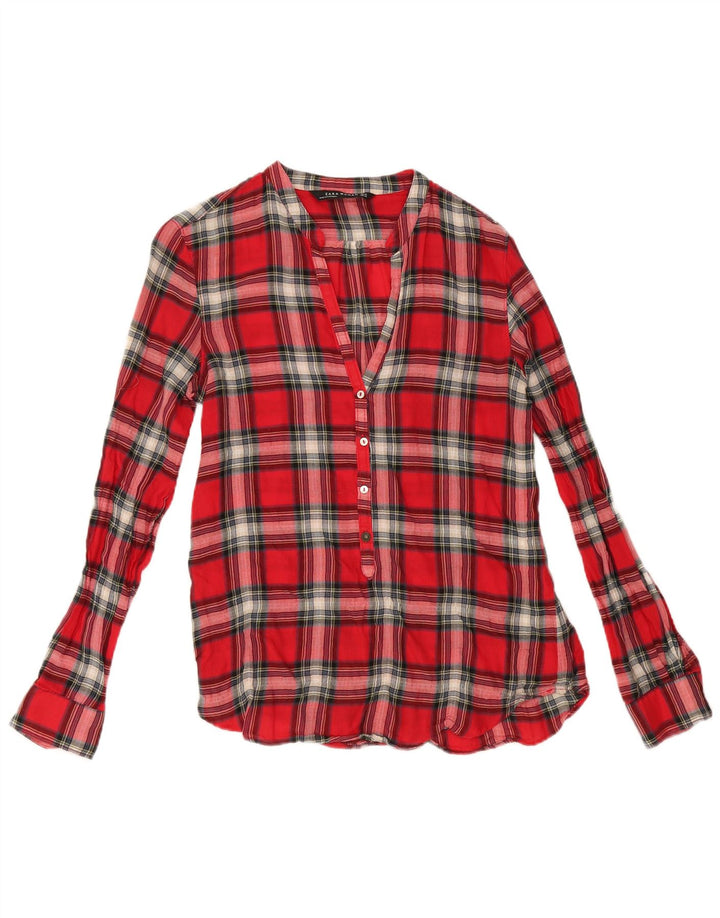 Pulôver feminino Zara UK 6 XS algodão xadrez vermelho