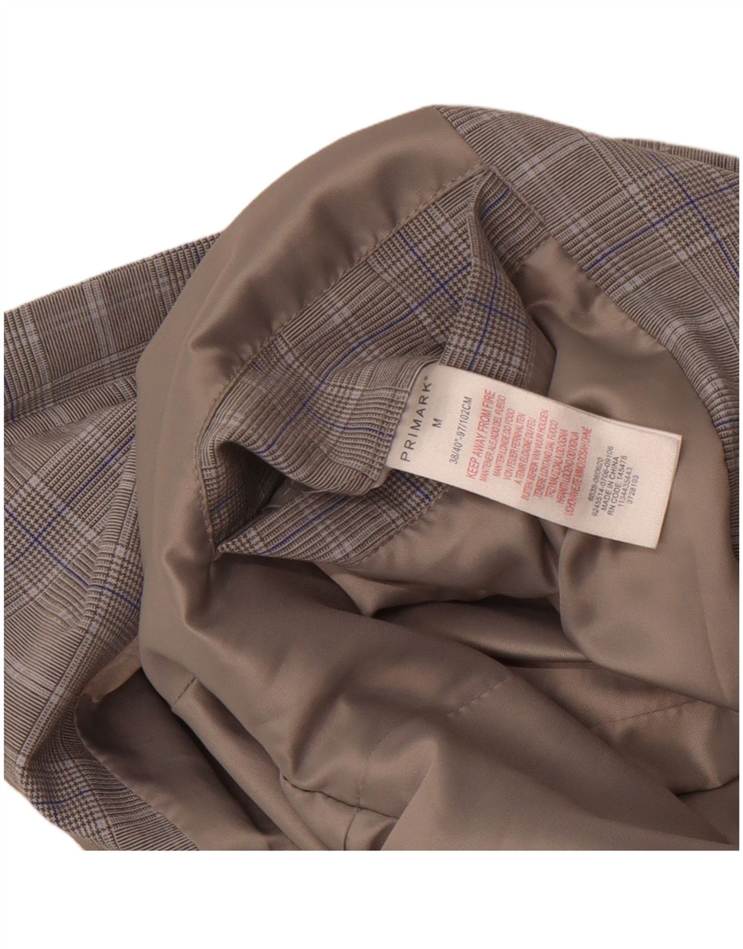 Jaqueta bomber masculina Primark UK 38 poliéster xadrez cinza médio