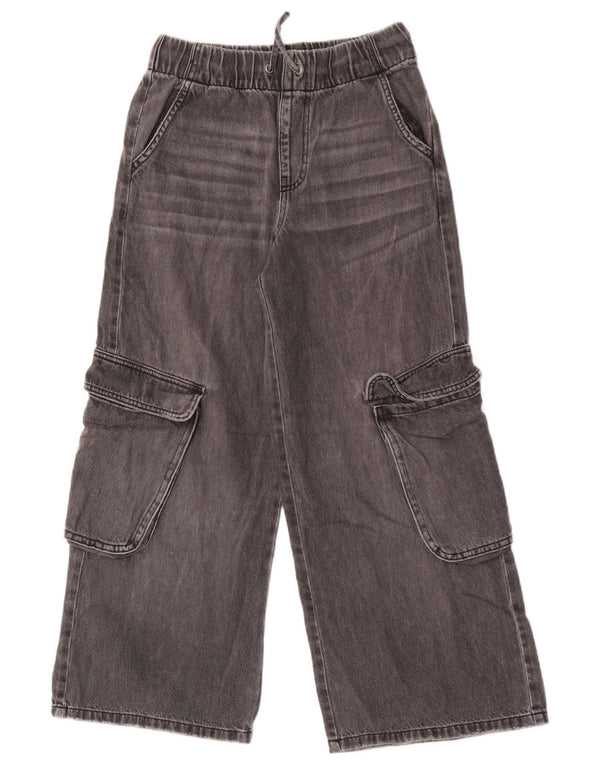 Zara Girls Cargo Wide Leg Jeans 11-12 Anos W26 L25 Algodão Cinza