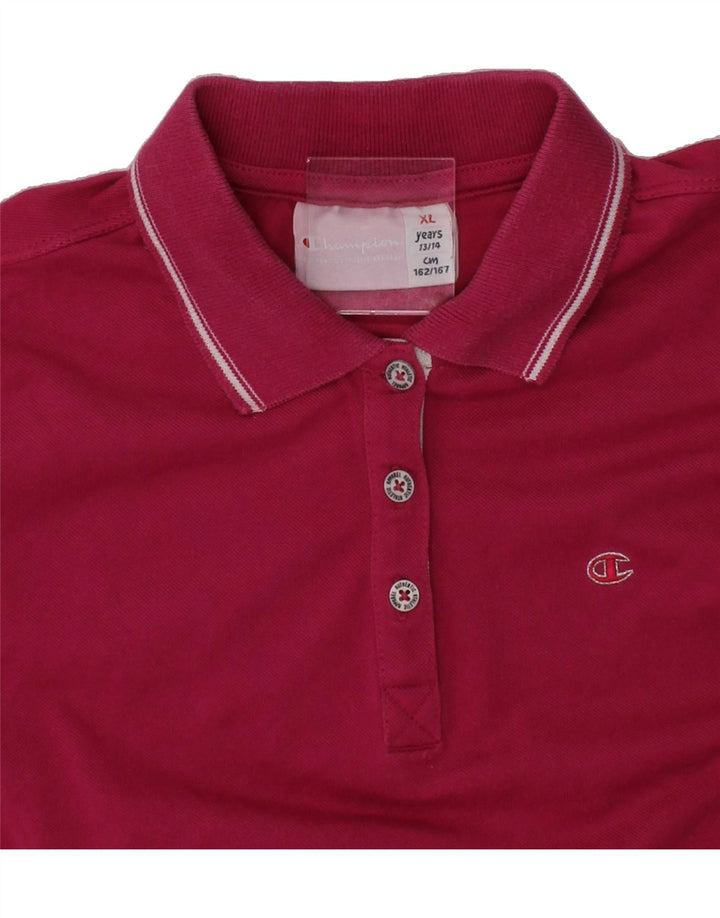 CHAMPION Girls Polo Shirt 13-14 Years XL  Pink Vintage Champion and Second-Hand Champion from Messina Hembry 