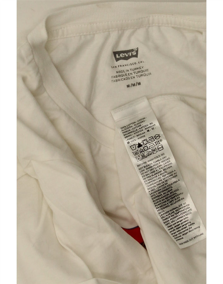 Camiseta feminina gráfica Levi's UK 14 algodão branco médio
