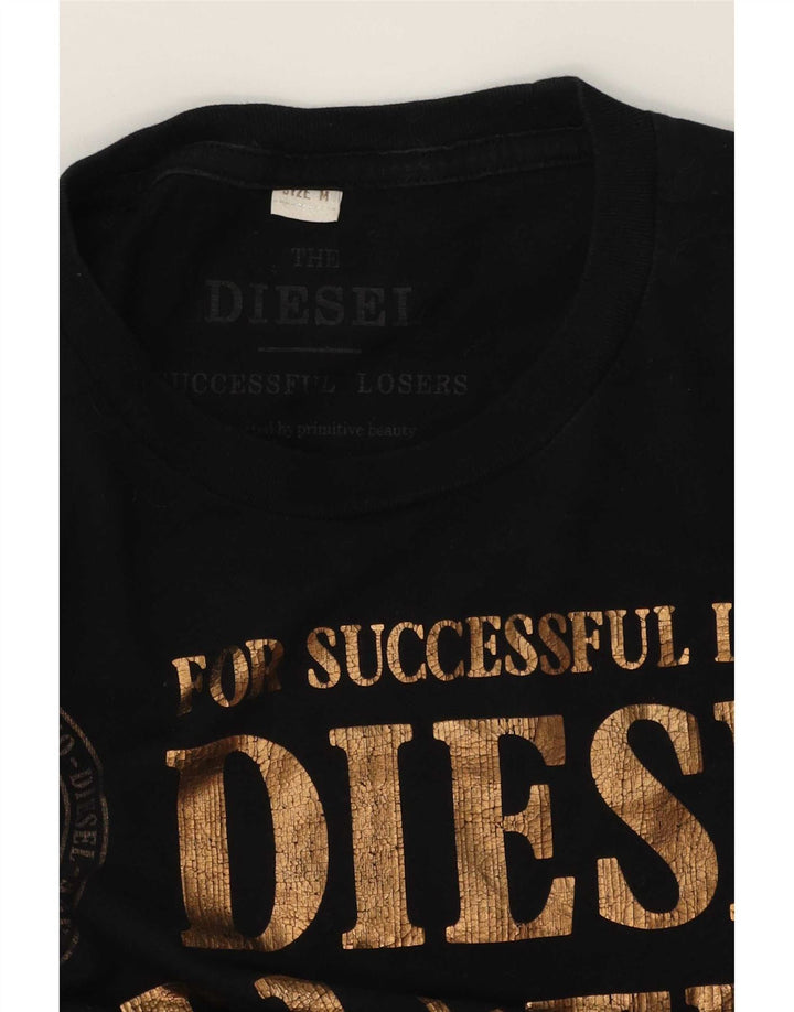Diesel Camiseta Masculina Graphic Top Médio Preto