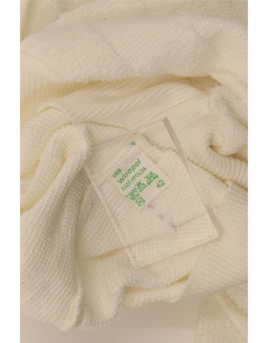 Suéter feminino VINTAGE com decote em V UE 42 grande off white