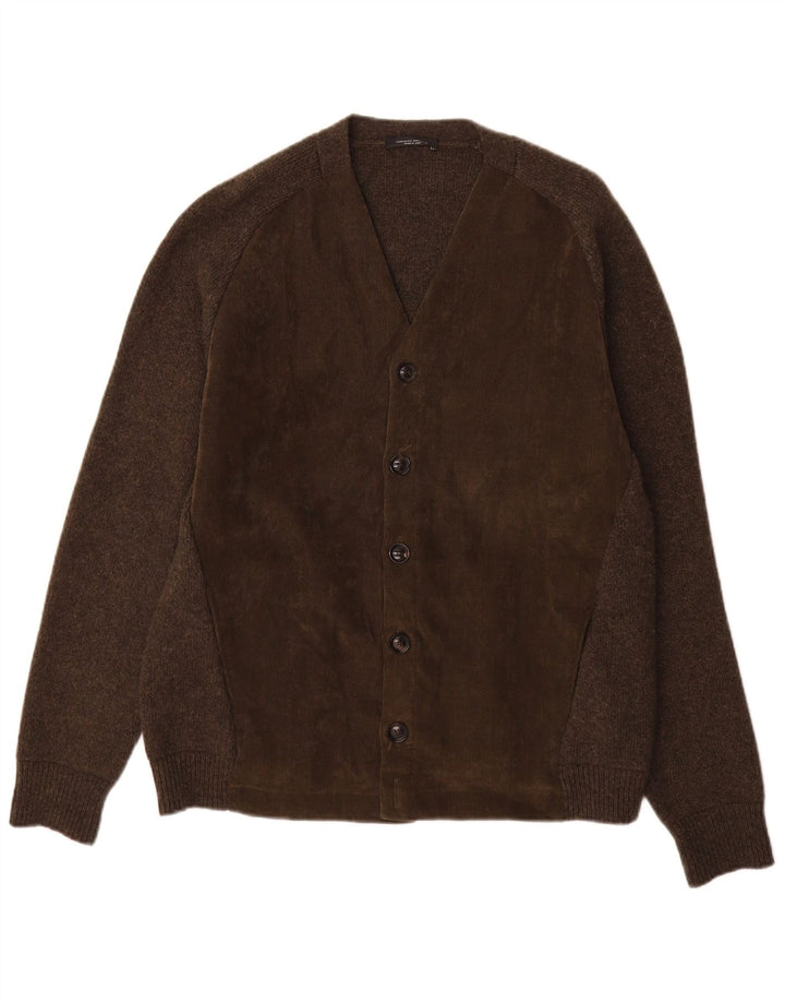 Roberto Collina Suéter Cardigan Masculino IT 50 Lã Marrom Médio