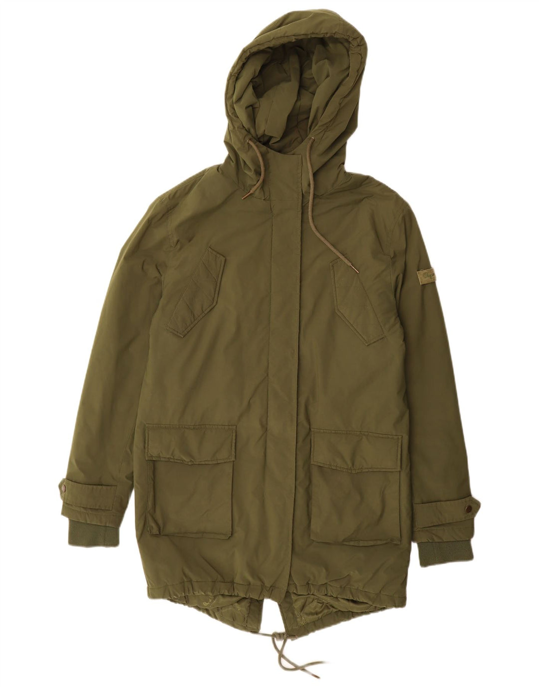 Jaqueta parka feminina com capuz PEPE Jeans UK 14 médio cáqui
