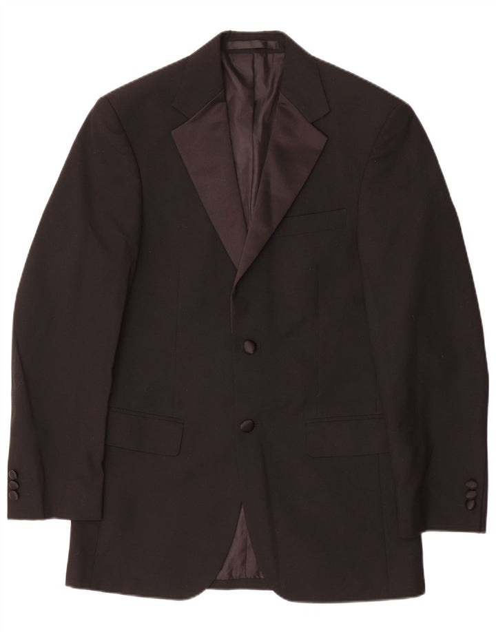 Jaqueta blazer masculina de 2 botões Marks & Spencer Reino Unido 34 pequena preta poliéster