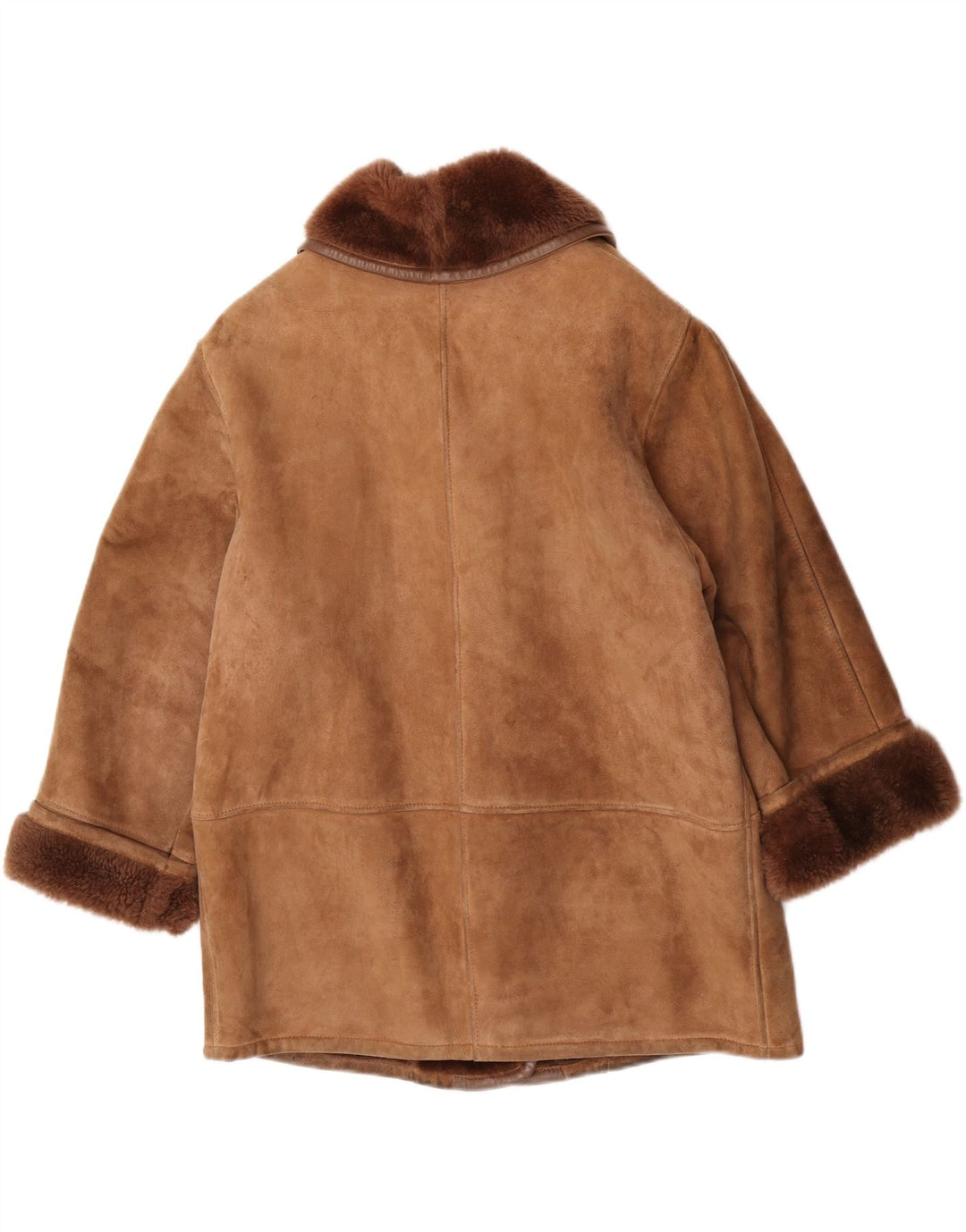 Jaqueta feminina vintage de shearling de grandes dimensões EU 40 Shearling marrom médio