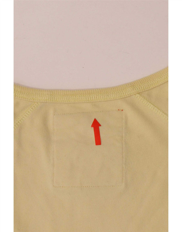 Top feminino Superdry manga comprida UK 14 grande algodão amarelo
