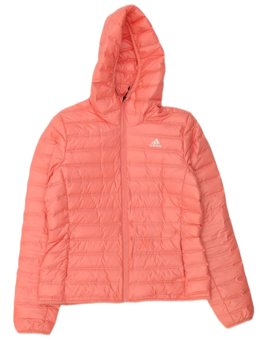 Jaqueta acolchoada com capuz feminina Adidas UK 12/14 poliéster rosa médio