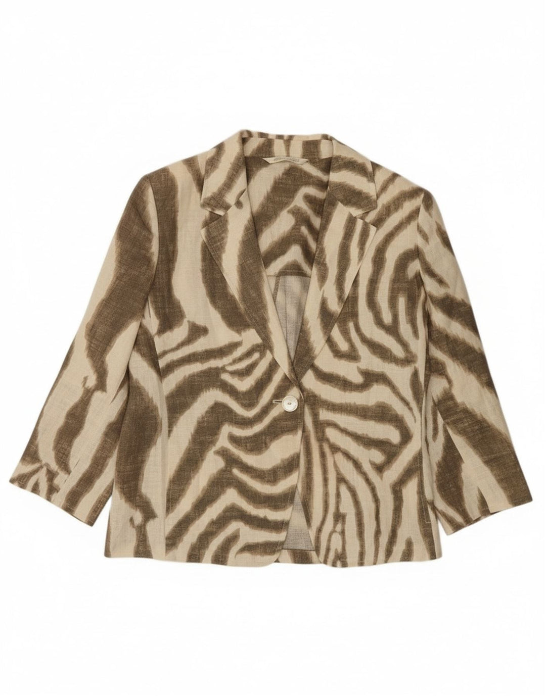 Jaqueta blazer feminina vintage de manga 3/4 grande Reino Unido 10 pequena marrom