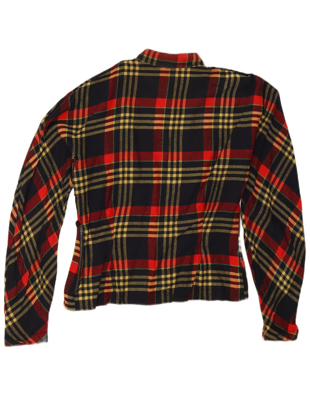 Blusa feminina vintage de manga comprida UK 14 grande xadrez vermelho