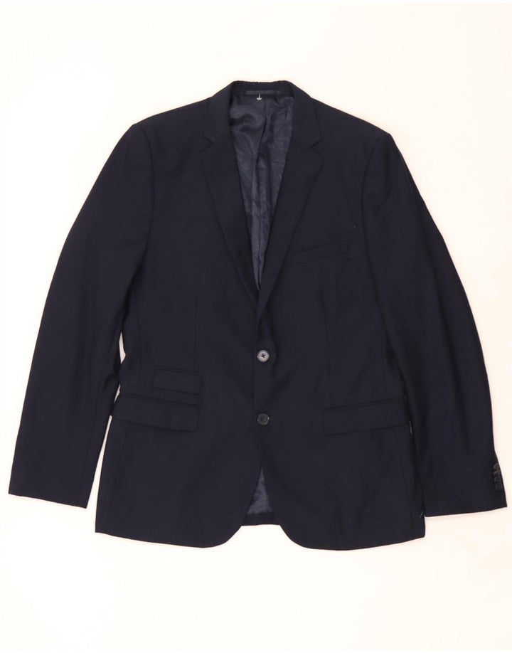 Jaqueta blazer masculina com 2 botões da French Connection UK 42 XL azul marinho poliéster
