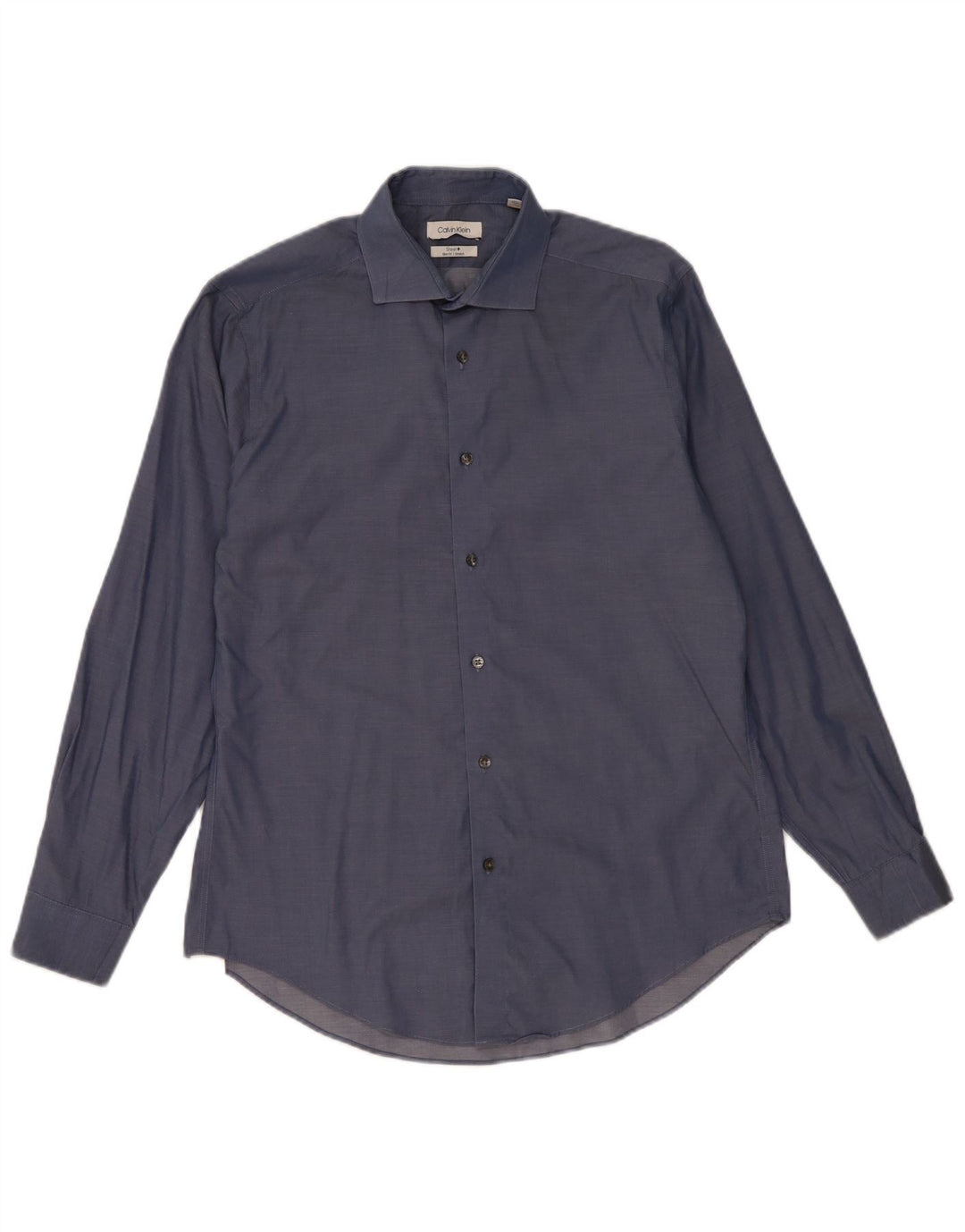 Camisa masculina Calvin Klein Slim Fit tamanho 15 1/2 algodão azul médio