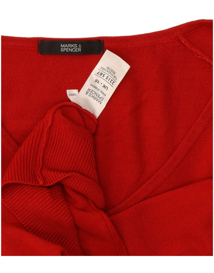 Suéter feminino Marks & Spencer com decote em V Reino Unido 16 grande acrílico vermelho