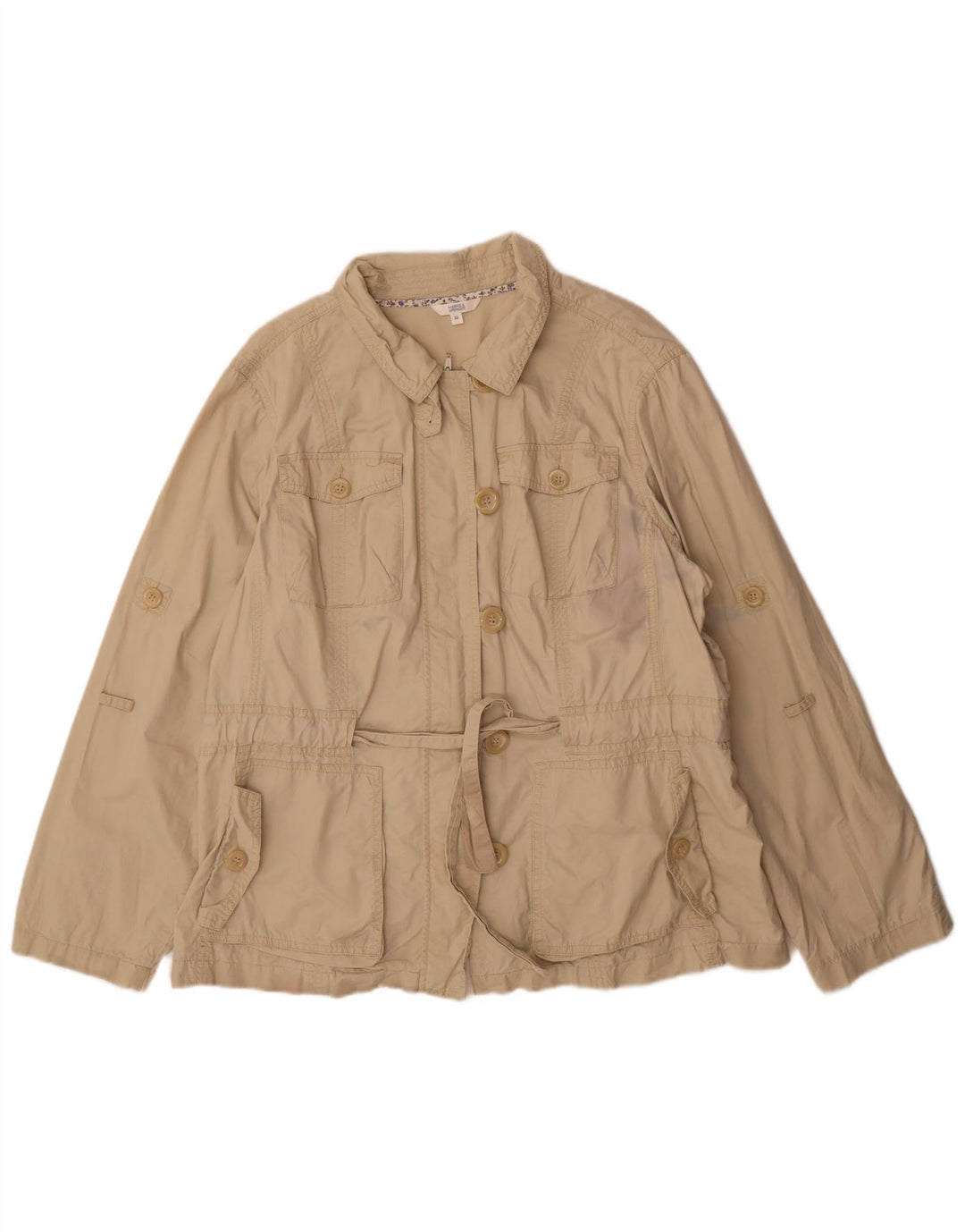 Jaqueta utilitária feminina Marks & Spencer UK 22 3XL algodão bege