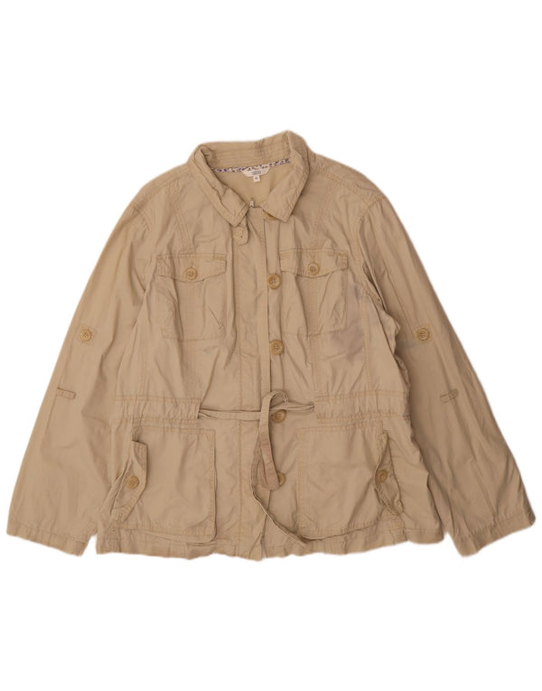 Jaqueta utilitária feminina Marks & Spencer UK 22 3XL algodão bege