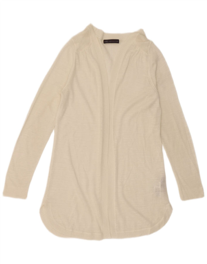 Suéter cardigã aberto feminino Marks & Spencer Longline Reino Unido 14 médio branco