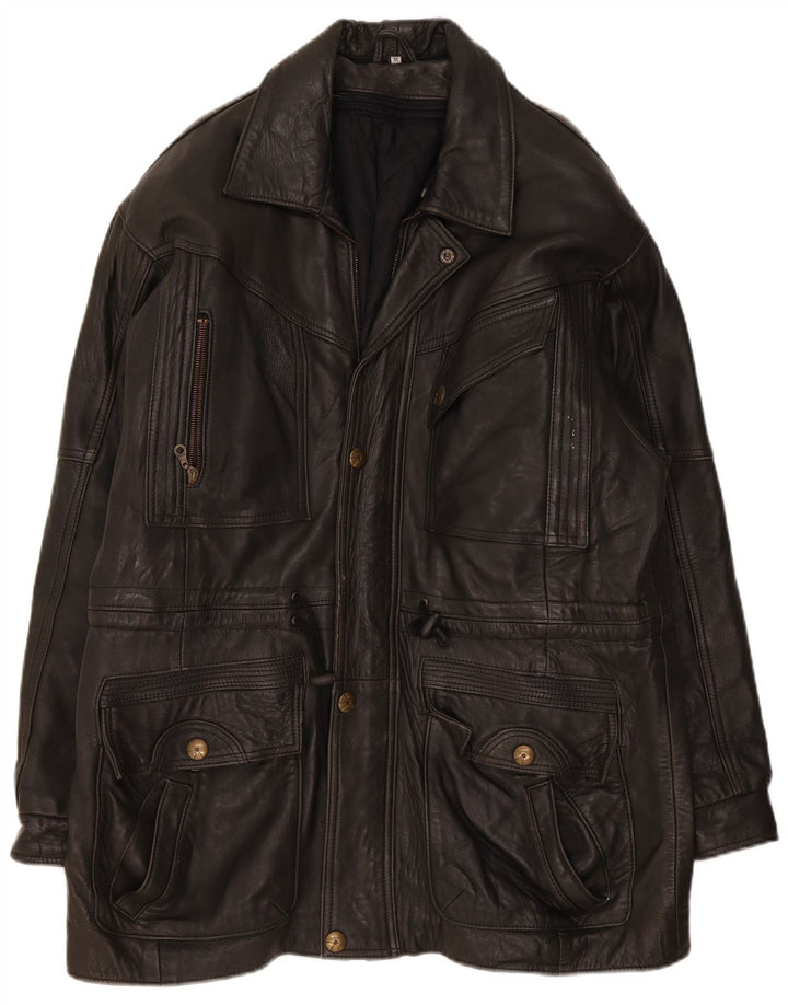 Jaqueta de couro masculina vintage UK 42 XL preta