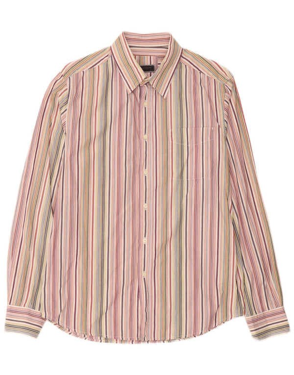 Camisa masculina Sergio Tacchini grande listrada multicolorida de algodão