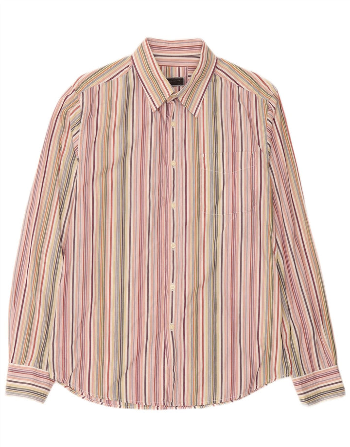Camisa masculina Sergio Tacchini grande listrada multicolorida de algodão