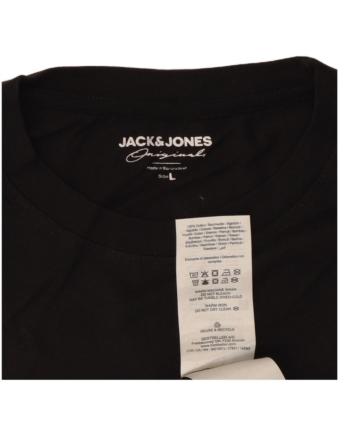 Camiseta masculina Jack & Jones grande algodão preto