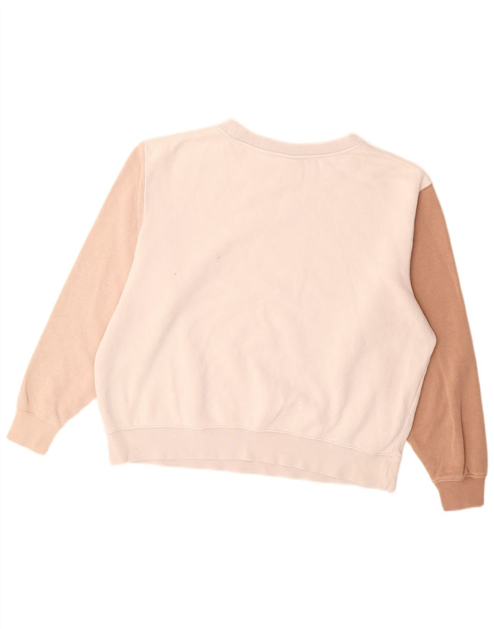 Moletom feminino Nike Jumper UK 14 médio bege colorblock algodão