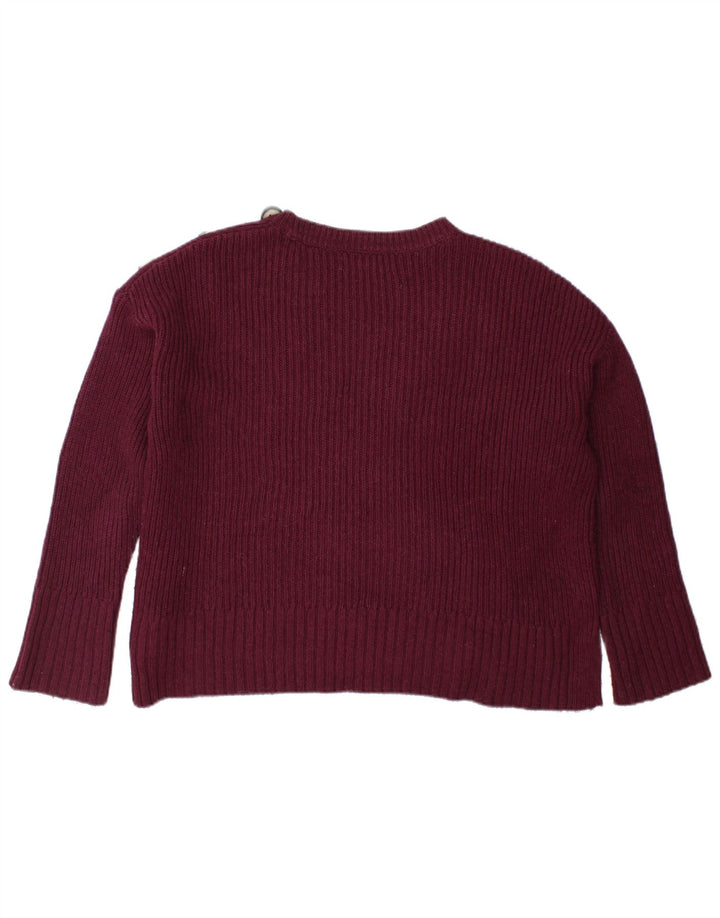 Suéter feminino Marks & Spencer com gola redonda Reino Unido 12 médio Borgonha