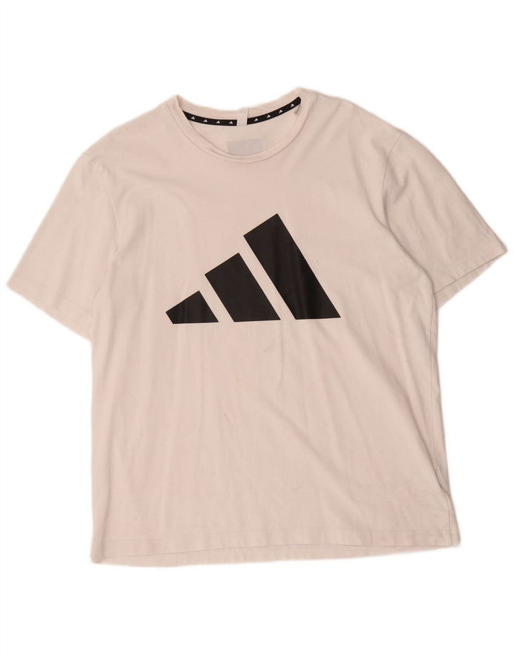 Adidas Mens Graphic T-Shirt Top Grande Algodão Branco