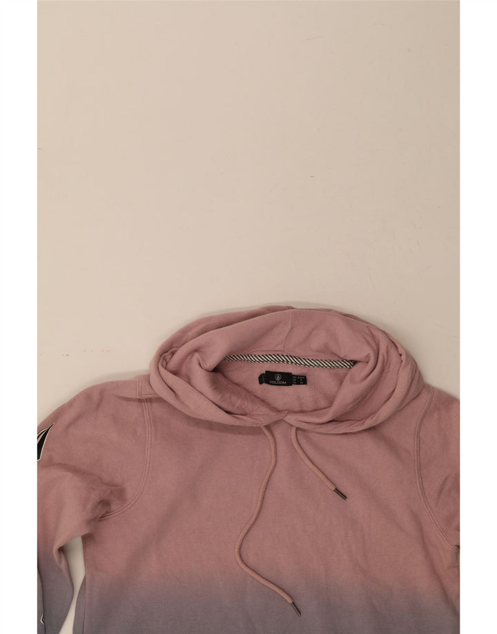 VOLCOM Womens Graphic Hoodie Jumper US 4/6 Small Pink Colourblock Cotton Vintage Volcom and Second-Hand Volcom from Messina Hembry 