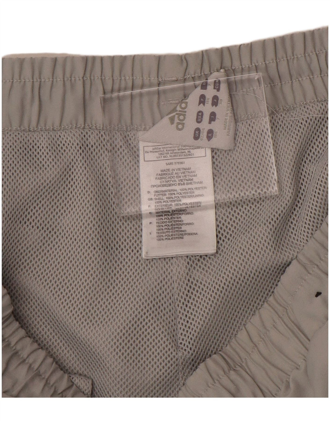 Calças de treino masculinas Adidas UK 42/44 poliéster cinza grande