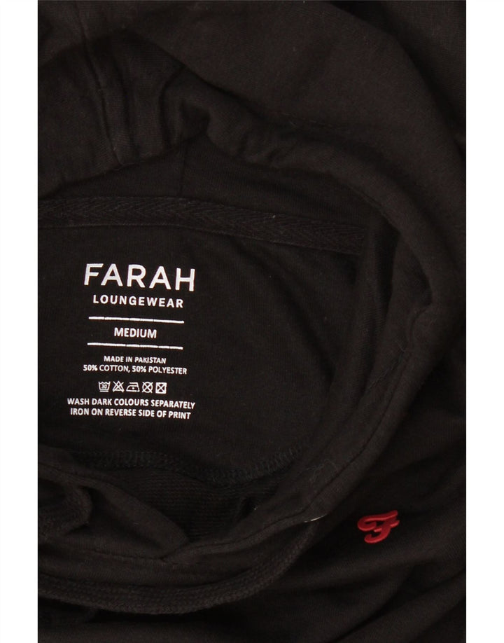 Farah moletom com capuz masculino médio algodão preto