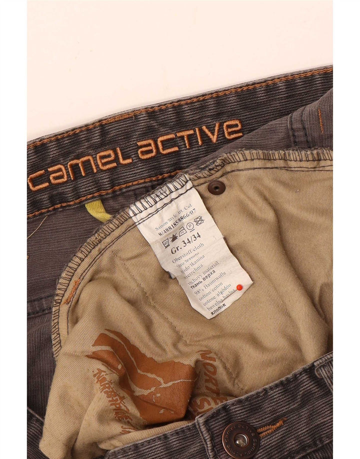Calça casual masculina Camel Active Bootcut W34 L34 algodão cinza