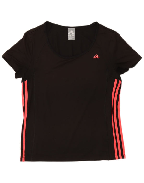 Adidas Womens Climalite T-Shirt Top UK 16/18 Grande Preto Poliéster