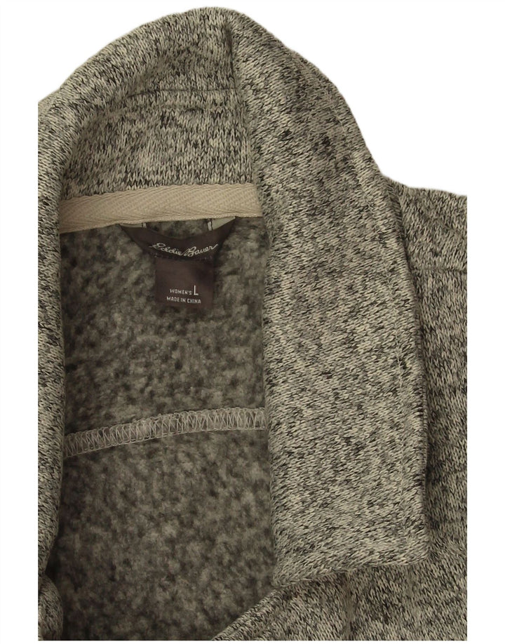 Jaqueta blazer feminina Eddie Bauer com peito duplo Reino Unido 16 grande cinza manchado